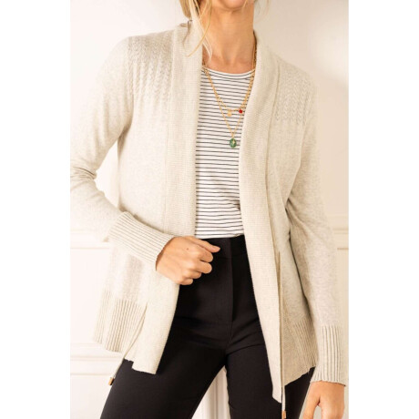 Cardigan C/solapa Algodon Elastano Gris Melange