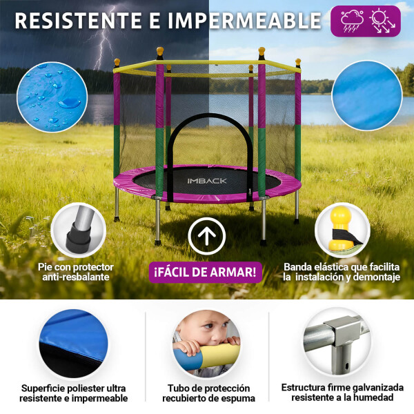 Cama Elastica de 1.40M Trampolin Saltarin con Red Proteccion y refuerzo seguridad IMBACK Color Rosa Cama Elastica de 1.40M Trampolin Saltarin con Red Proteccion y refuerzo seguridad IMBACK Color Rosa
