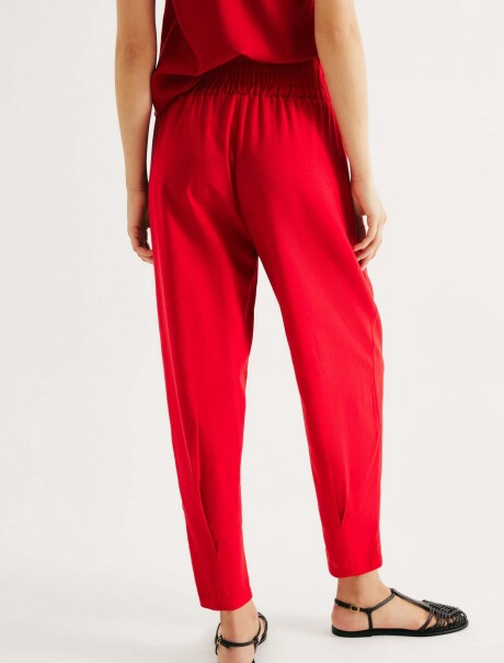 PANTALÓN DE LINO HOLGADO DE TALLE ALTO ROJO