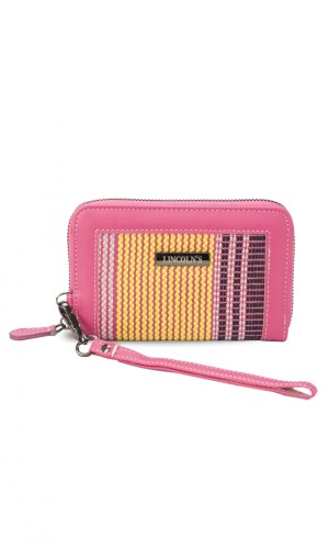 BILLETERA LORENZA TELAR RAYADO GRUESO C/FUCSIA