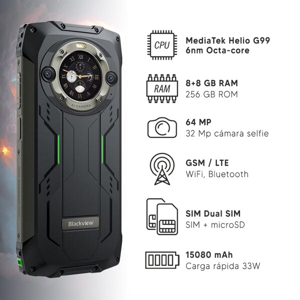 Blackview Bv9300 Pro 16/256gb 4g Robusto De Trabajo CEL BLACKVIEW BV9300 PRO 8+8/256 4G NEGR