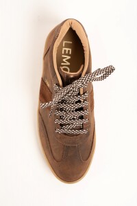 Zapatilla Cuero Combinada Chocolate
