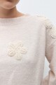Sweater apliques florales beige melange