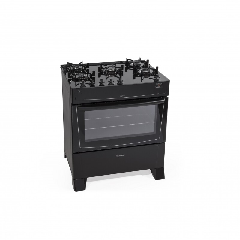 Cocina A Gas James 5 Hornallas Negra Con Mesada De Vidrio Negra C 695 V Cocina A Gas James 5 Hornallas Negra Con Mesada De Vidrio Negra C 695 V
