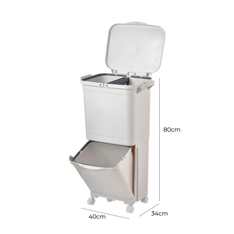 Tacho De Basura Papelera Contenedor C/ruedas 45 L Blanco