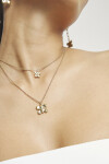 COLLAR DOBLE CON MARIPOSAS EN ALEACIÓN DE METALES BAÑADO EN ORO 18K Colgante
