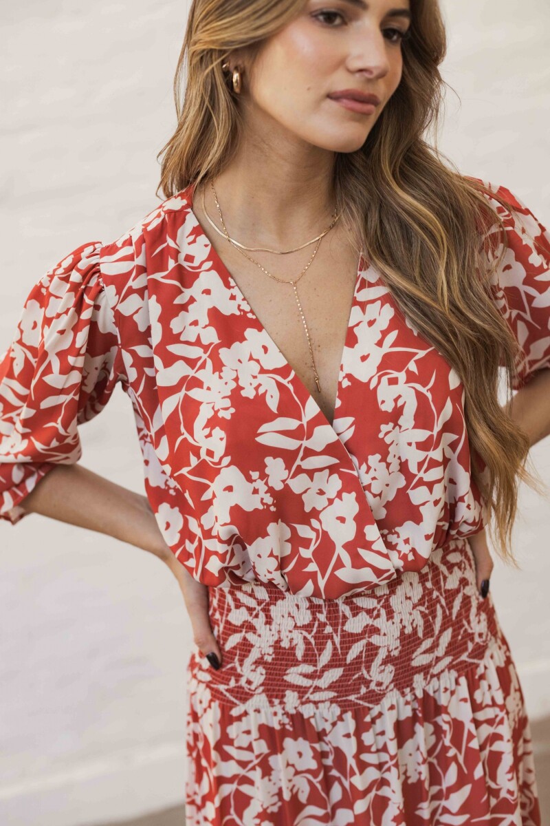 VESTIDO VALENTINA MAXI FLORAL TANGERINE VESTIDO VALENTINA MAXI FLORAL TANGERINE