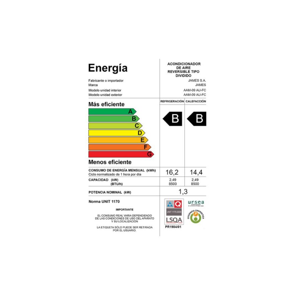 Aire Acondicionado James Split - 9000 Btu Aire Acondicionado James Split - 9000 Btu