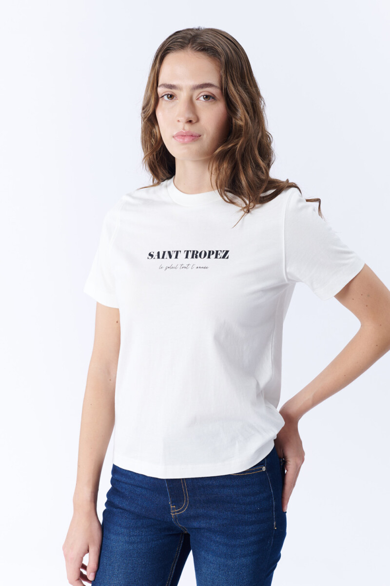 Remera Manga Corta Estampa Saint Tropez Blanca