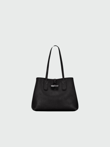 Longchamp - Cartera de cuero flexible Roseau Essential Negro