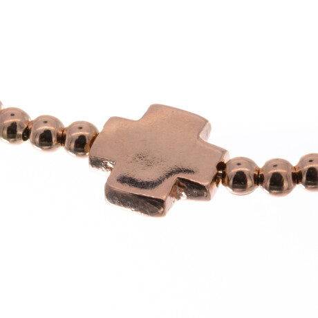 Pulsera de plata 925 con baño de oro rosado, CRUZ DEL EQUILIBRIO. Pulsera de plata 925 con baño de oro rosado, CRUZ DEL EQUILIBRIO.