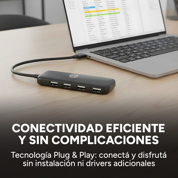 Adaptador Multipuerto Hub HP 4 Puertos USB 2.0 DHC-CT110C Color Negro
