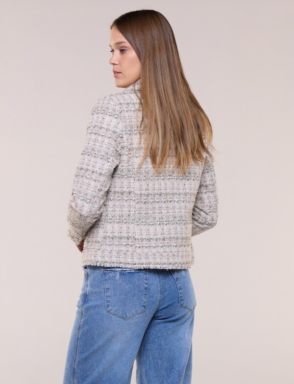 Chaqueta Tweed Con Bordes Desflecados MULTI/BEIGE
