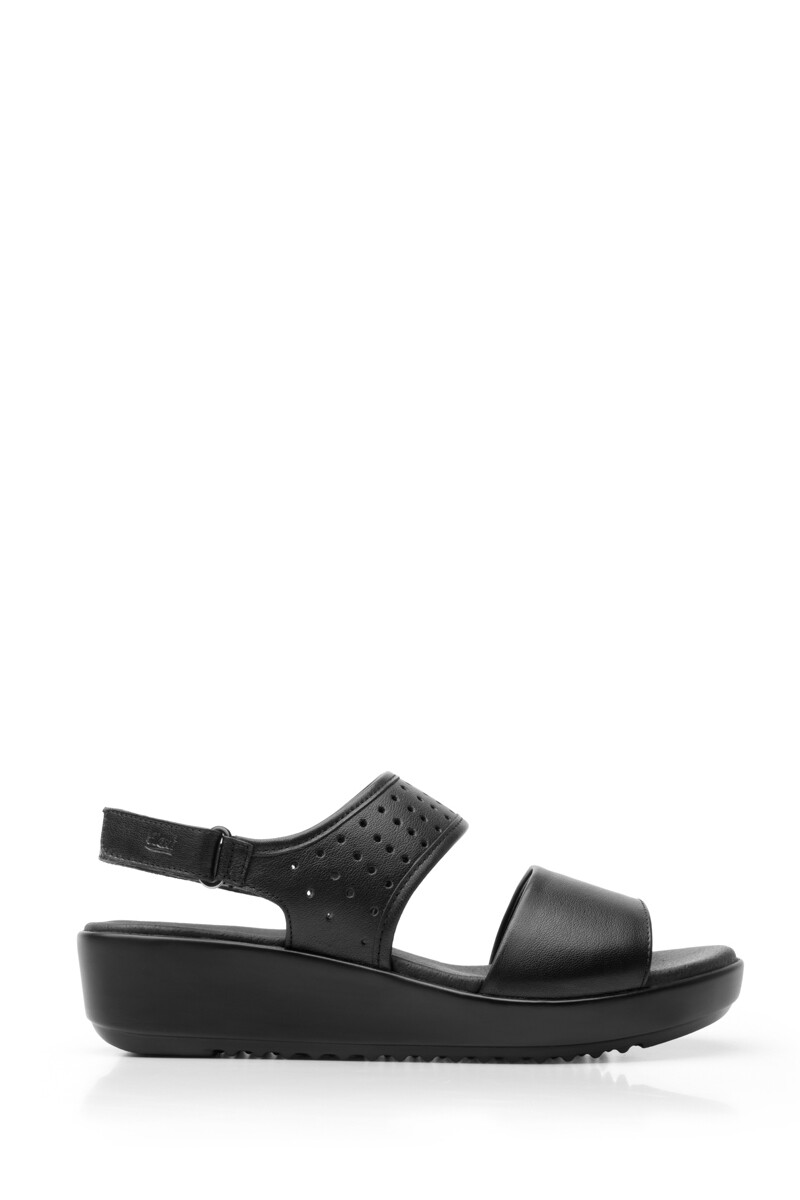 Sandalia Casual Flexi Con Perforado Láser Para Mujer Negro