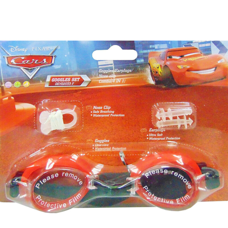 Lentes Disney Antiparras Cars c/ Tapones Rojo