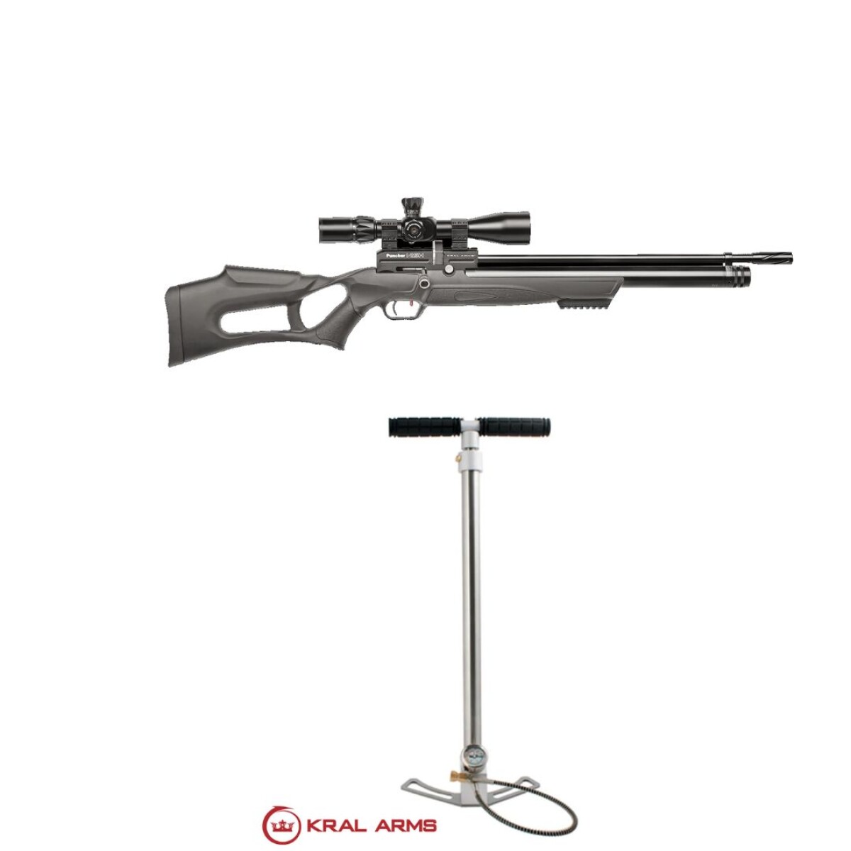 Rifle Chumbera PCP Puncher Nish S Cal 6,35mm + Inflador de mano - Kral Arms 