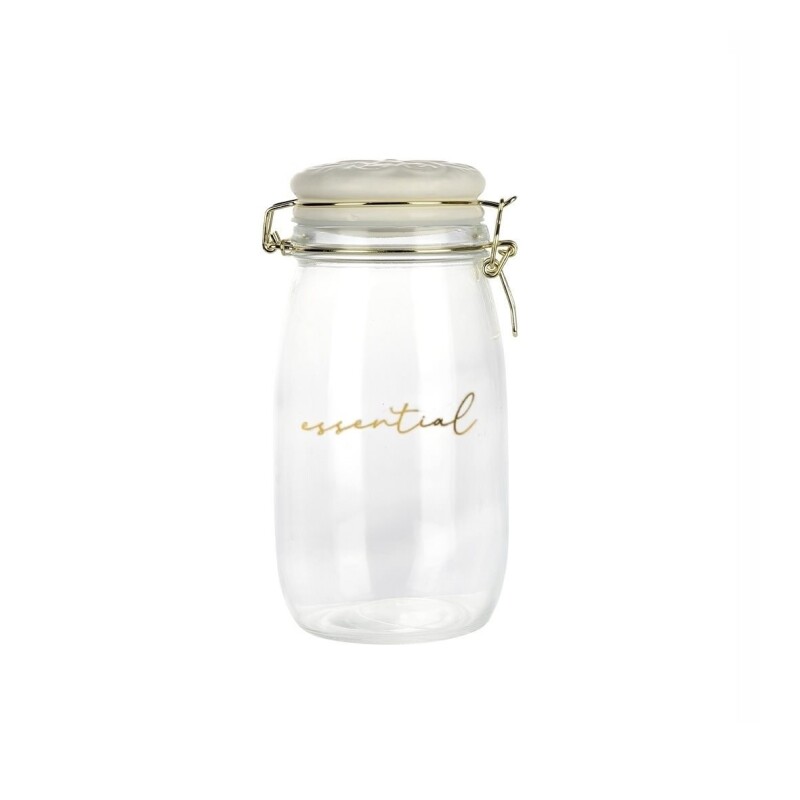 Recipiente Vidrio 1.5L T/Cerámica Blanca Essential RECIPIENTE VIDRIO 1.5L T/CERAMICA BLANCA ESSENTIAL