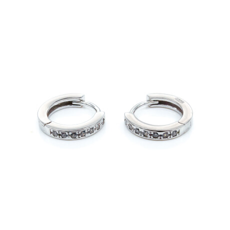 Par de aros de plata 925 rodinada con circonia. Par de aros de plata 925 rodinada con circonia.