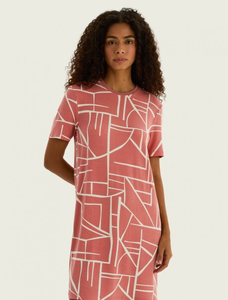 VESTIDO CORTO ESTAMPADO ROSA