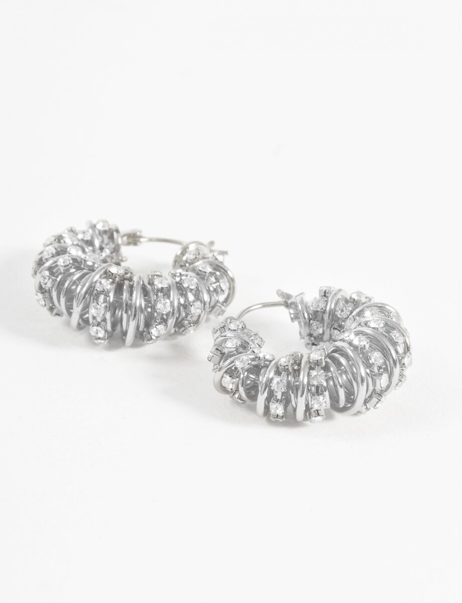 Aros con strass - plateado 