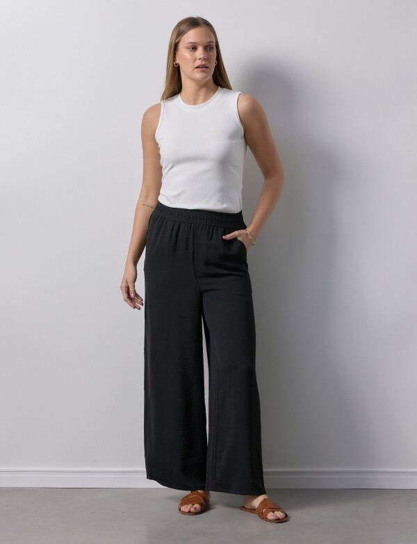 Pantalon Wide Leg Solid NEGRO