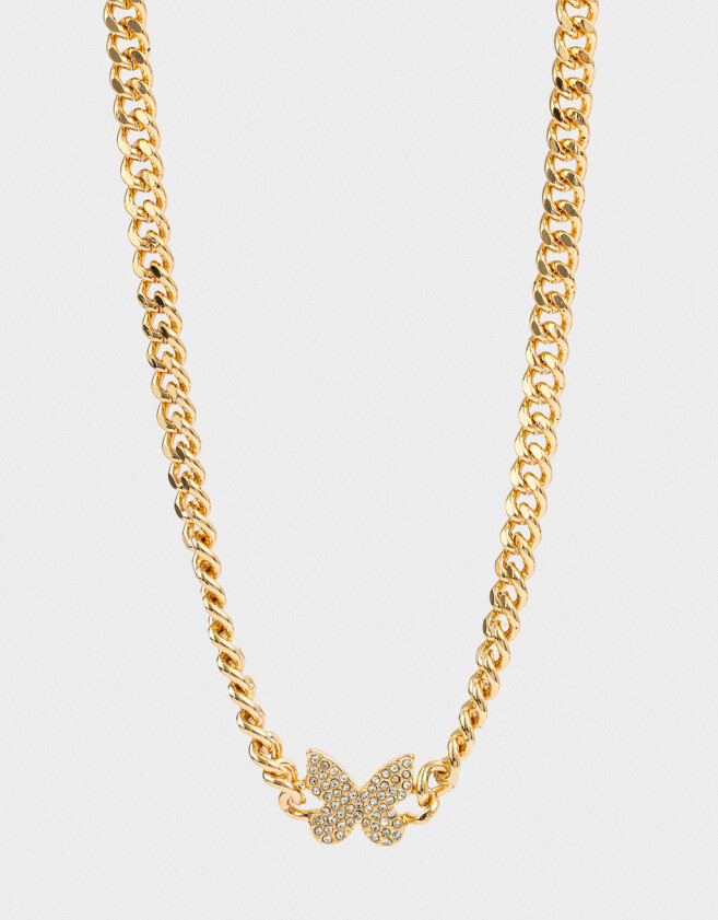 Collares Cortos Con Mariposas Collar Con Mariposa - Dorado