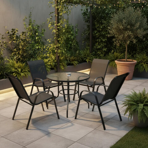 JUEGO DE JARDIN REDONDO CON 4 SILLAS JUEGO DE JARDIN REDONDO CON 4 SILLAS