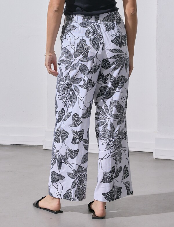 Pantalon Lino NEGRO/BLANCO