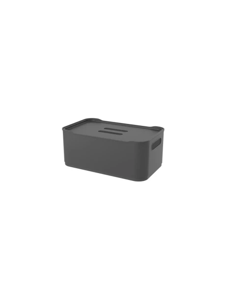 CANASTO C/TAPA PLASTICO RECT 30.5x19x12CM GRIS OSC CANASTO C/TAPA PLASTICO RECT 30.5x19x12CM GRIS OSC