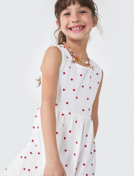 VESTIDO INFANTIL SIN MANGAS ESTAMPADO BLANCO