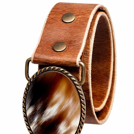 Cinto Cuero crudo y guampa Ovalado 2