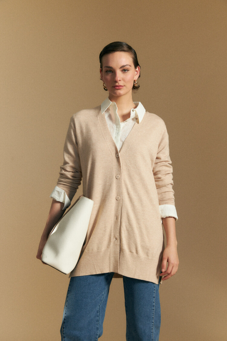 CARDIGAN ROMERO Beige Melange
