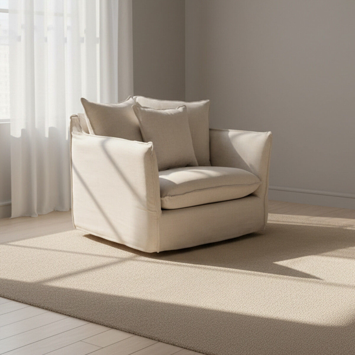 LOVESEAT FUNDA DESMONTABLE - 1 CUERPO TELA-PREMIUM NATURAL-BEIGE BAHAMA NATURAL 