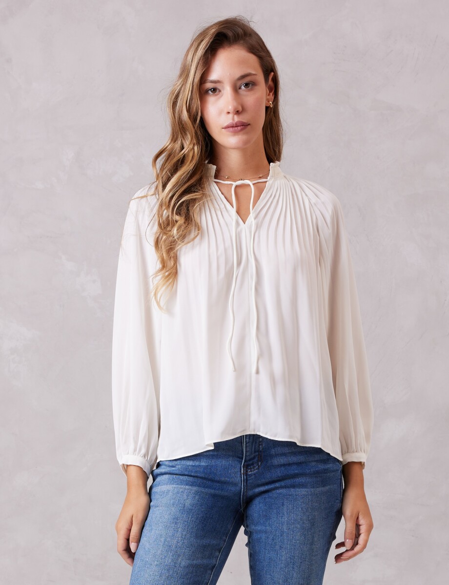 Blusa Plisada - Crudo 