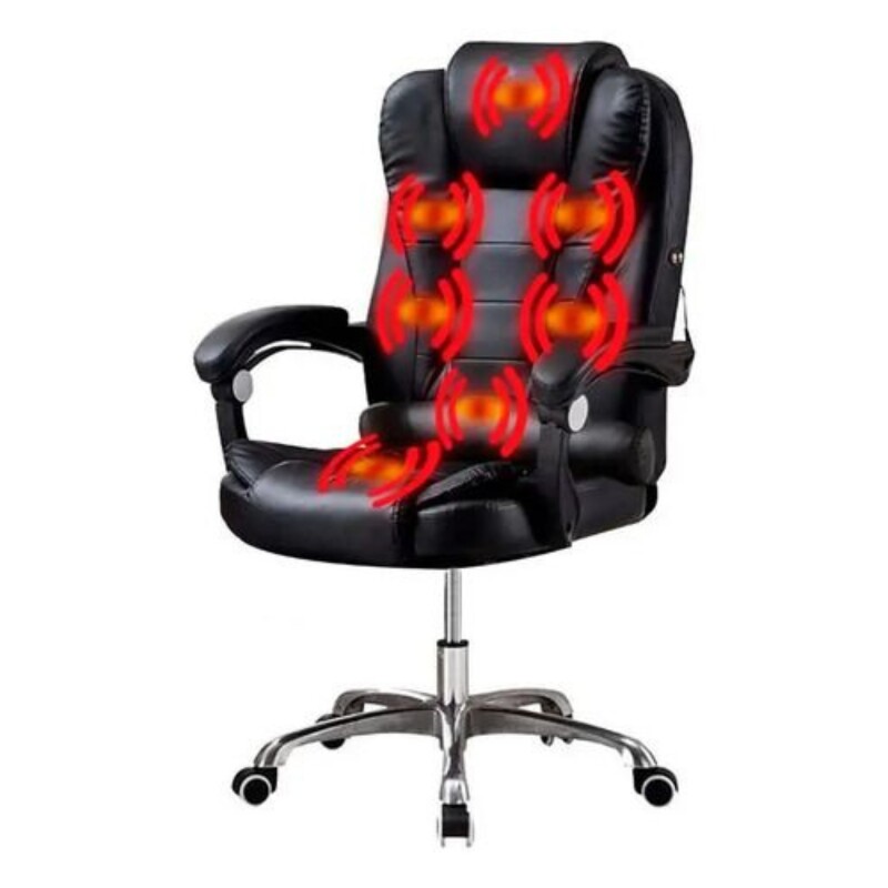 Silla Ejecutiva en cuero Lumax Modelo Miles con 7 Puntos de Masaje Negro