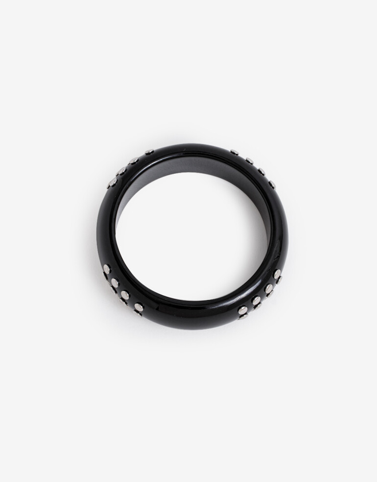 Brazaletes Acrilico Brazalete Resina Y Tachas - Plateado Rodio