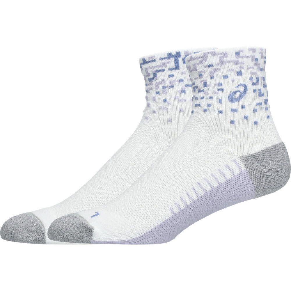 Medias Running Performance Run Sock Quarter Unisex Brilliant White/lilac Hint/bluebell