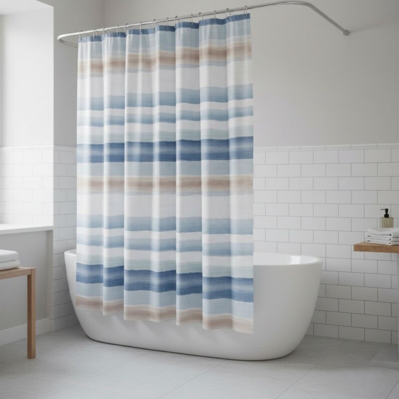 CORTINA C/FRANJAS CANVAS 178x183cm p/BAÑO Unica