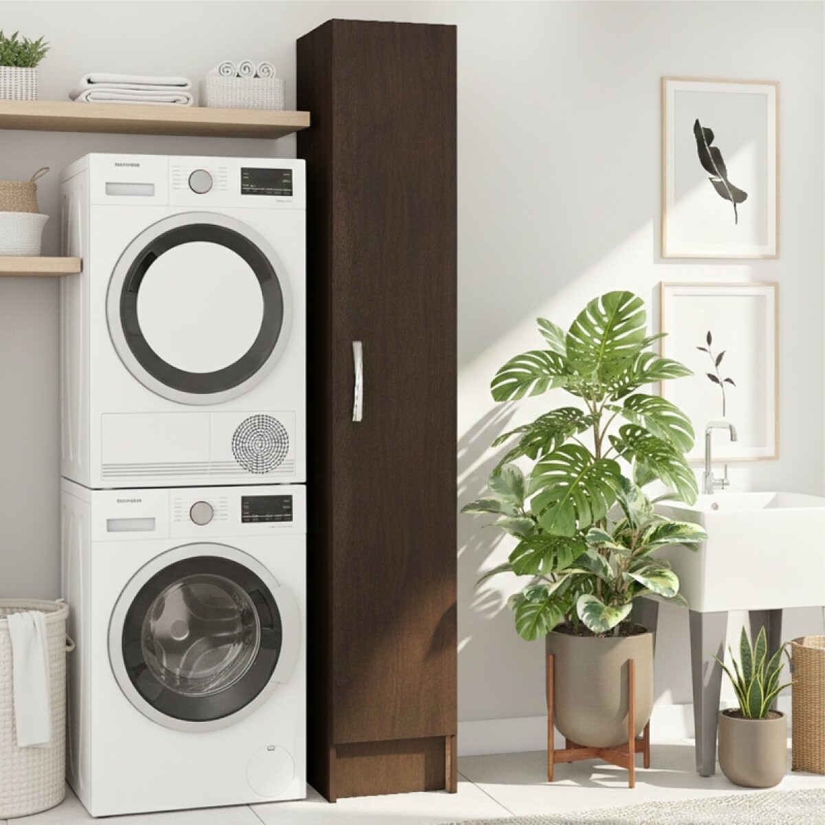 Multiuso Panelero Marrón 1 Puerta 4 Estantes MDP 