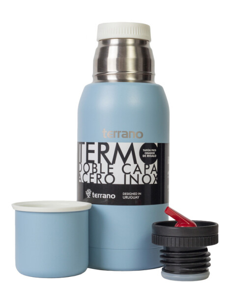 Set Acero 750ml / Mate con Tapa Celeste