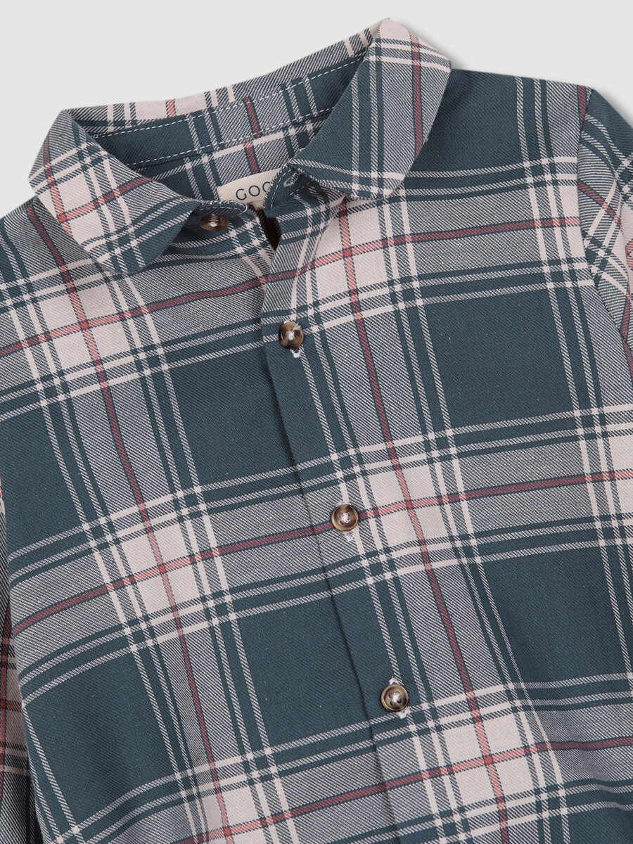 Camisa Body Cuello Bebe De Cuadros Plomo