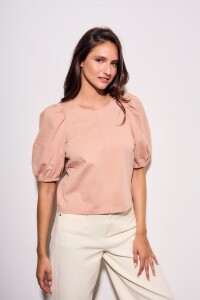 Remera Algodón Manga Globo Rosa