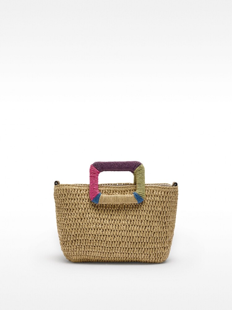 Bolso Tote Efecto Rafia Con Asa Multicolor natural