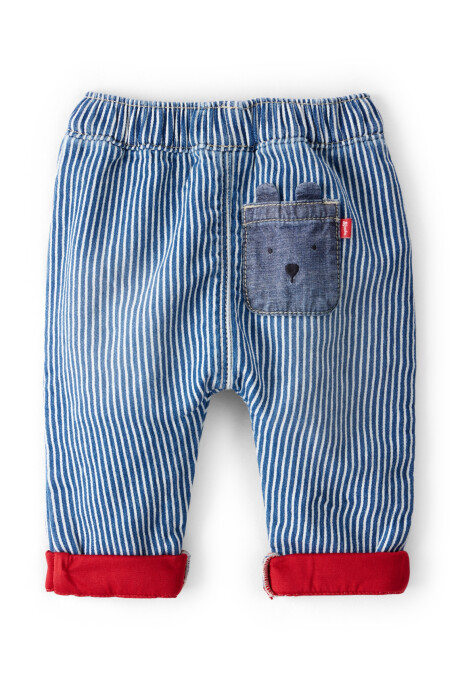 Pantalón con bolsillo oso y diseño a rayas Sin color