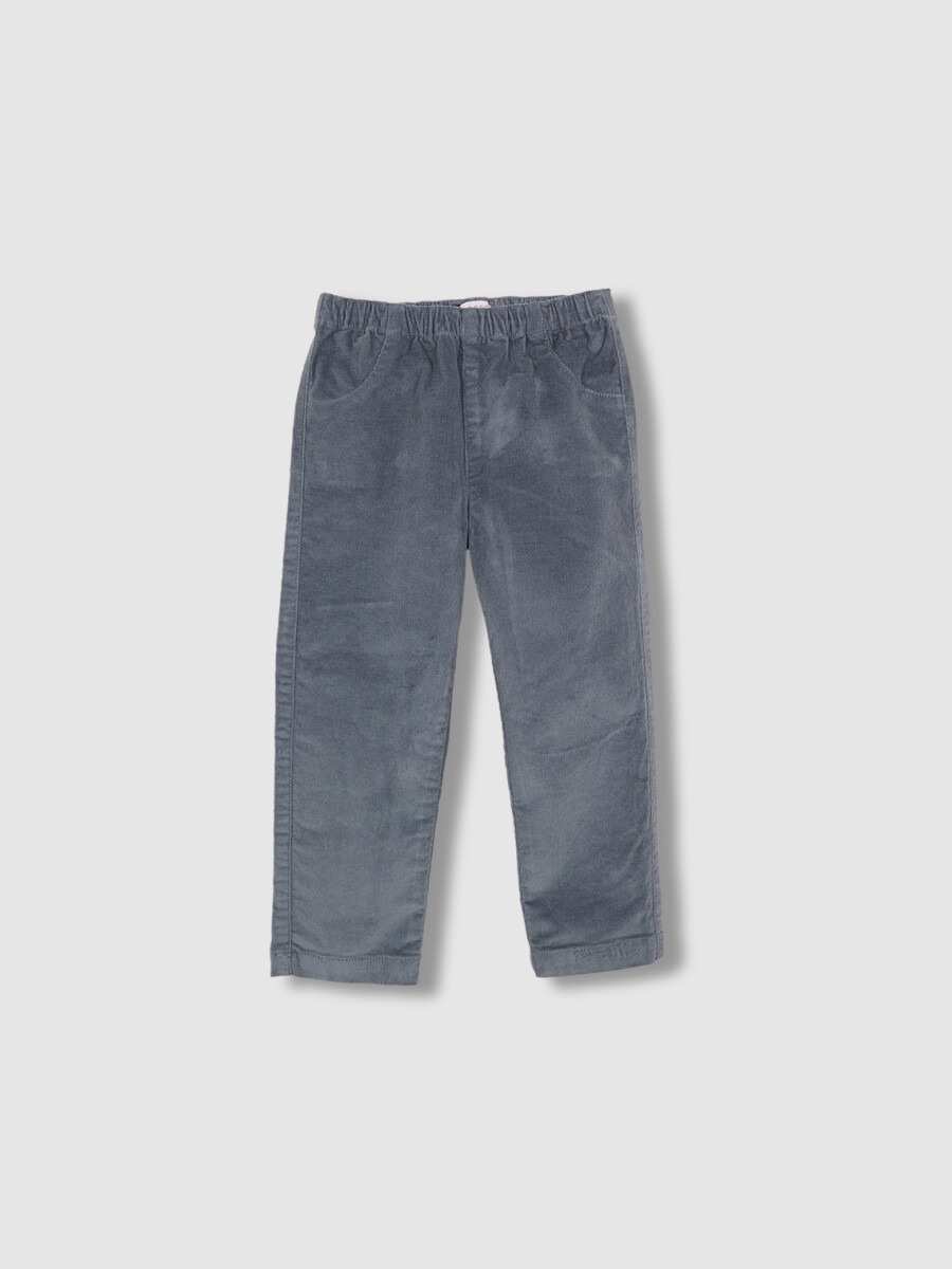 Pantalon De Pana Con Cinturilla Elastica Gris Azulado