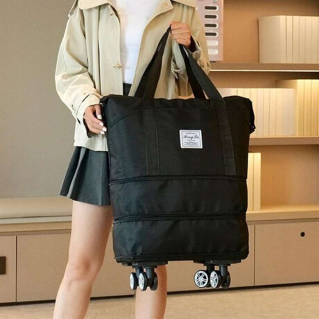 Bolsa plegable con rueditas para viaje Negro
