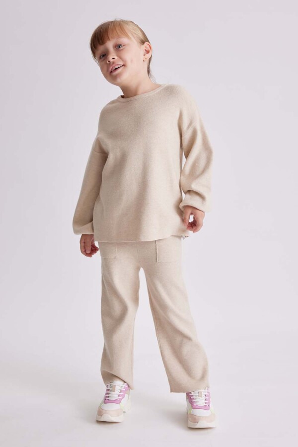 Pantalón de punto Beige Melange