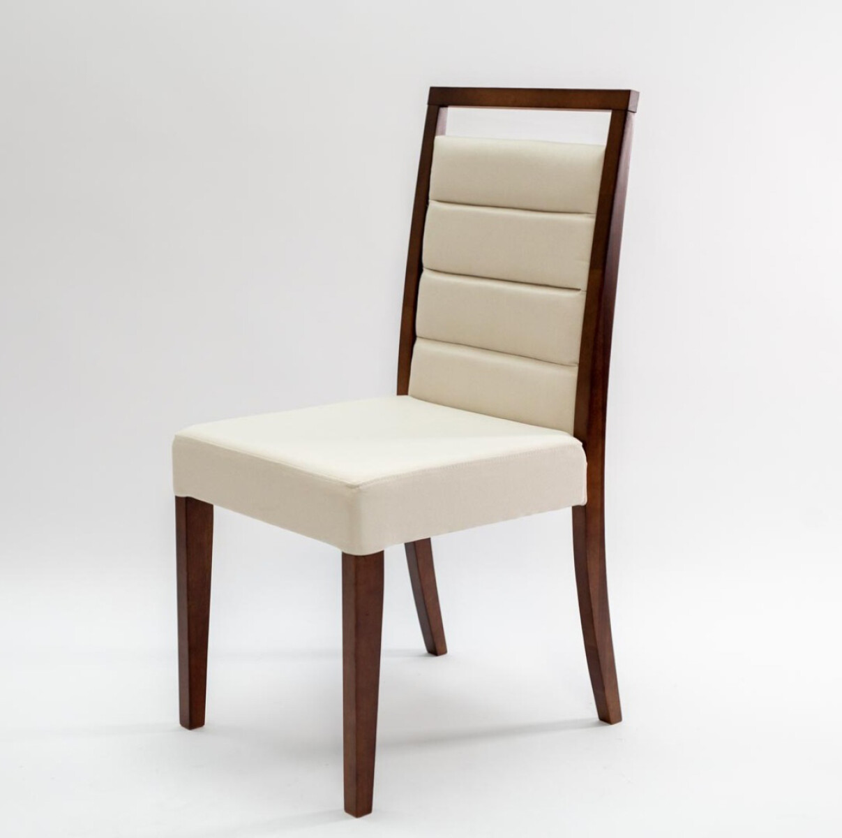 SILLA MADERA CLARA - TAPIZADO PU COLOR TIZA 