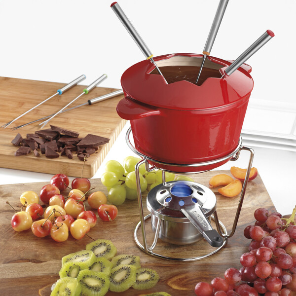 Cuisinart® JUEGO DE FONDUE DE HIERRO FUNDIDO ROJO N/A