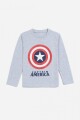 Remera m/l niño Capitan America GRIS MELANGE